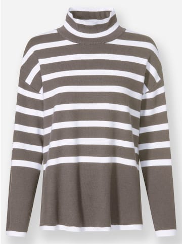 Heine Pullover in taupe-ecru-geringelt