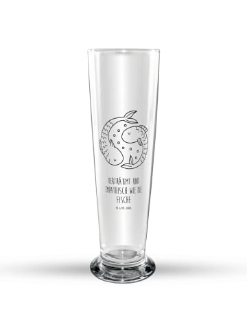 Mr. & Mrs. Panda Bierglas Sternzeichen Fische mit Spruch in Transparent