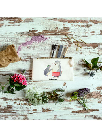 Mr. & Mrs. Panda Schminktasche Pinguin mit Kind ohne Spruch in Weiß
