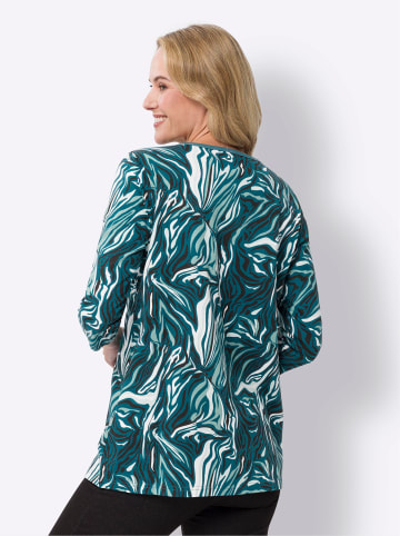 Sieh an! Longshirt in aquapetrol-ecru-bedruckt