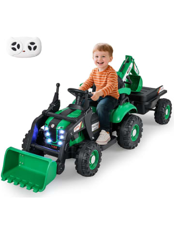 COSTWAY Elektro Traktor mit Anhänger & Schaufel in Grün