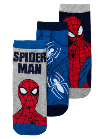 United Labels 3er Pack Marvel Spider-Man Socken Sneaker Söckchen in blau/grau