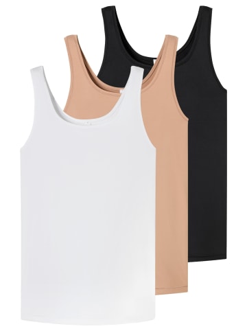 Schiesser Unterhemd / Top Unique Mirco in Weiß / schwarz / beige