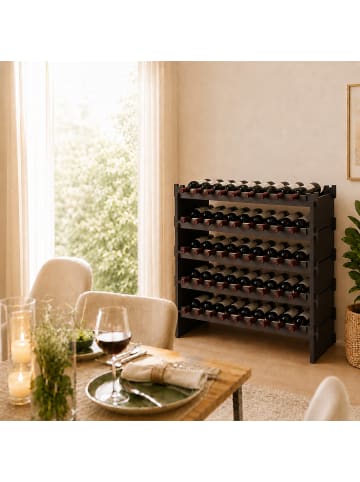 relaxdays Weinregal in Braun - (B)85 x (H)68 x (T)25,5 cm