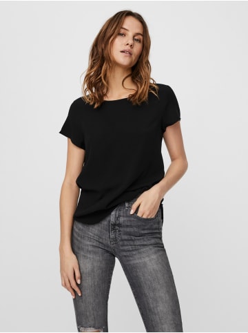 Vero Moda Langes Basic T-Shirt Kurzarm Top Einfarbiges Oberteil VMBECCA in Schwarz-2