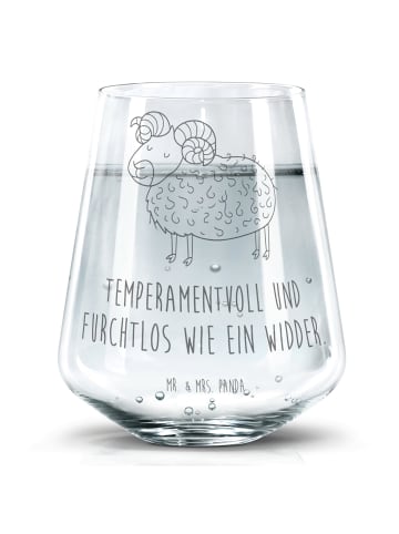 Mr. & Mrs. Panda Trinkglas Sternzeichen Widder mit Spruch in Transparent