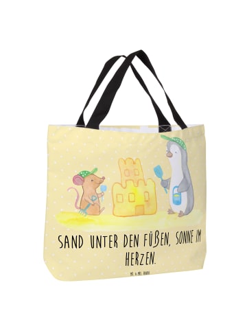 Mr. & Mrs. Panda Shopper Sommer Meer Strand mit Spruch in Gelb Pastell