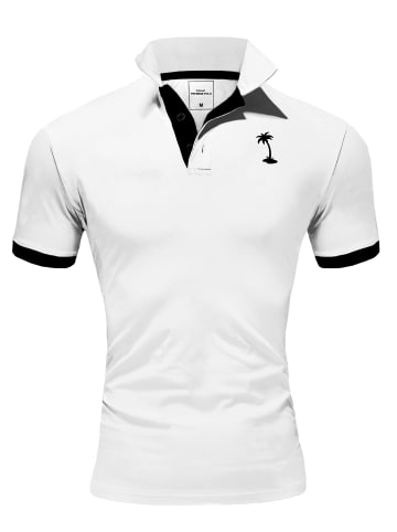 behype Poloshirt PALM in weiß