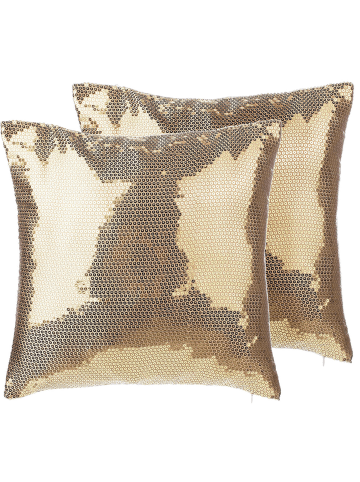 Beliani 2er-Set Dekokissen ASTER in Gold