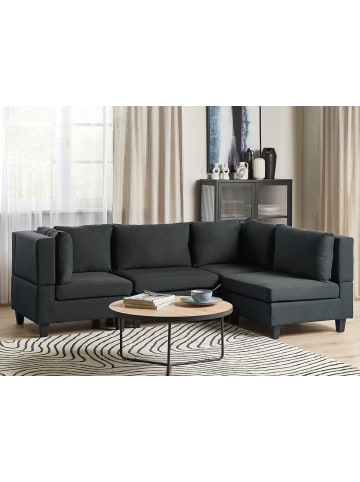 Beliani 4-tlg Ecksofa UNSTAD in Schwarz/Schwarz