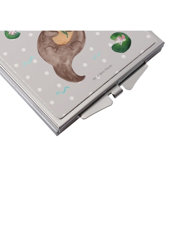 Mr. & Mrs. Panda Handtaschenspiegel quadratisch Otter Seerose oh... in Grau Pastell