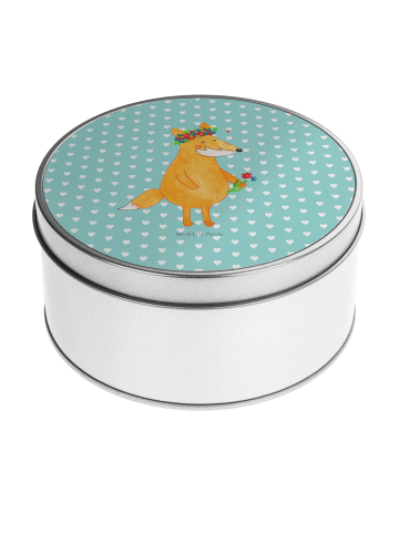 Mr. & Mrs. Panda Metallbox Fuchs Blumen ohne Spruch in Türkis Pastell