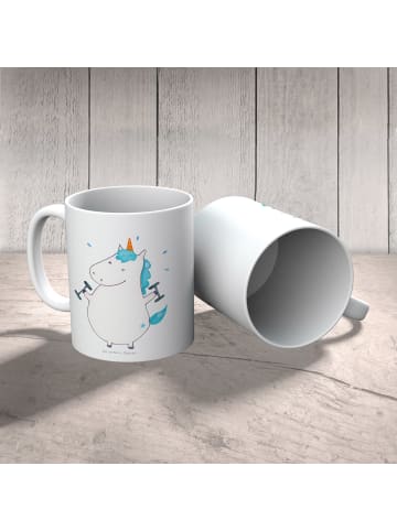Mr. & Mrs. Panda Kindertasse Einhorn Fitness ohne Spruch in Weiß