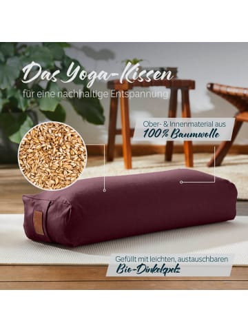 DoYourFitness Yoga-Bolster Paravati gefüllt Dinkelspelz braun eckig rot