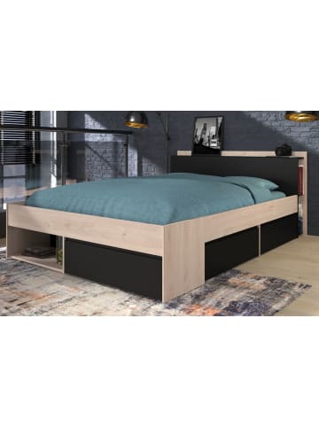 Parisot Bett mit Regal und 3x Schubkasten, Stauraumbett 140 x 200 cm
