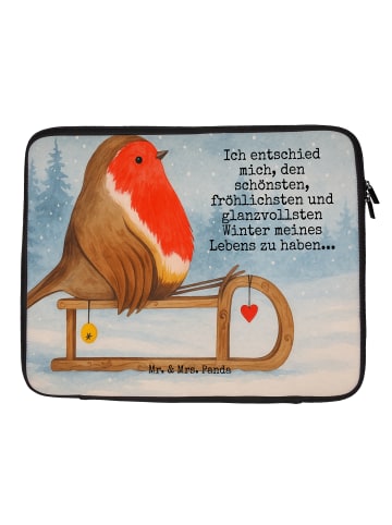 Mr. & Mrs. Panda Laptop Tasche Rotkehlchen Schlitten Design mit ... in Weiß