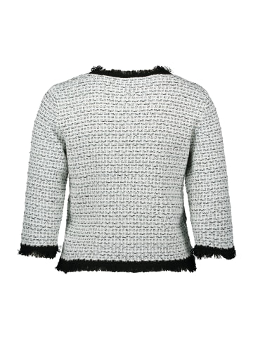 BETTY & CO Strickpullover mit Fransen in Weiß/Schwarz
