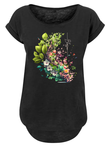 F4NT4STIC Long Cut T-Shirt Baum mit Blumen in schwarz