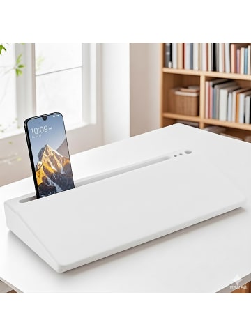 relaxdays Schreibtisch Organizer in Weiß - (B)40 x (H)5,5 x (T)18 cm