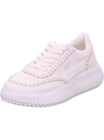 La Strada Sneaker in white micro/raffia/canvas