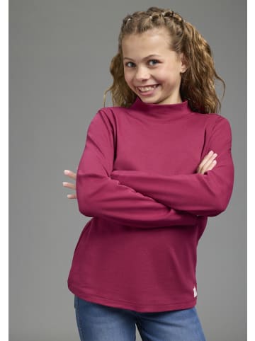 H.I.S. Langarmshirt in rosa + bordeaux