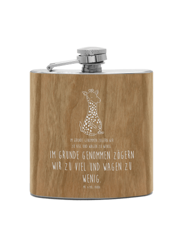 Mr. & Mrs. Panda Flachmann Giraffe Zufrieden mit Spruch in Braun