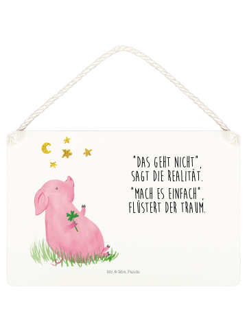 Mr. & Mrs. Panda Holzschild Schwein Glück mit Spruch in Weiß