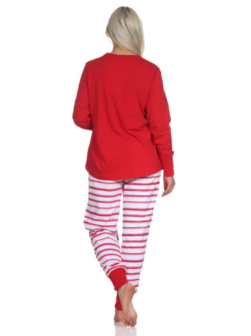 NORMANN Schlafanzug Bündchen Top Leuchturm - 72479 in rot