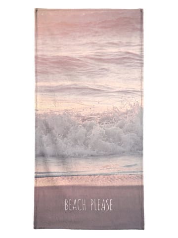 Juniqe Strandtuch "Beach Please" in Grau & Rosa