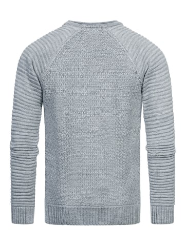 Rusty Neal Schwerer Biker Grobstrick Rundhals-Pullover in Grau