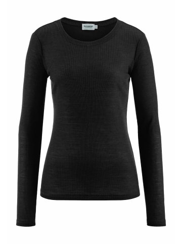 Hessnatur Rib Shirt Slim in schwarz