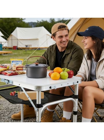relaxdays Campingtisch in Weiß - (B)60 x (H)60 x (T)40 cm