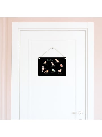 Mr. & Mrs. Panda wandtafel Heimische Vögel mit Spruch in Bunt