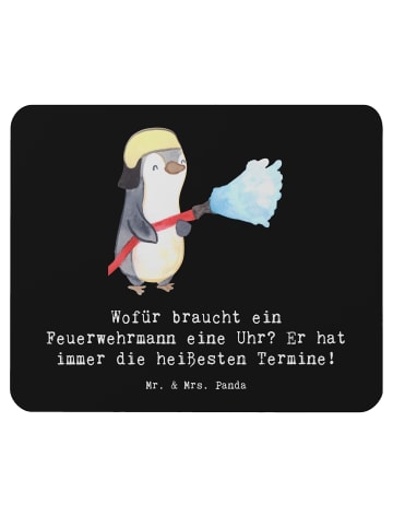 Mr. & Mrs. Panda Mousepad Feuerwehrmann Termine mit Spruch in Schwarz