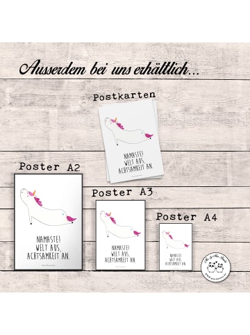 Mr. & Mrs. Panda Poster Einhorn Yoga mit Spruch in Weiß