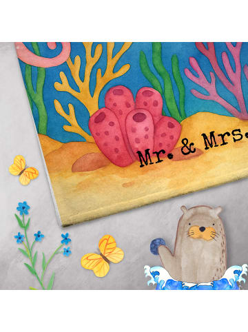 Mr. & Mrs. Panda Handtuch Tintenfisch Design mit Spruch in Weiß