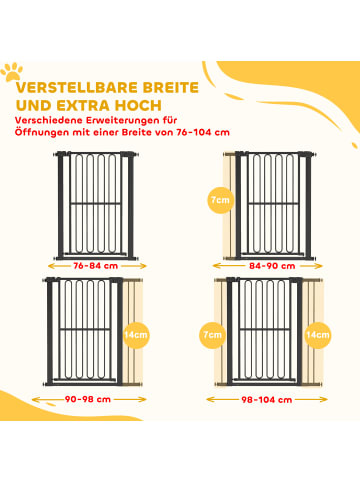 Pawhut Hunde Türschutzgitter Schwarz 76-104B x 94H cm
