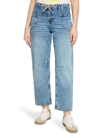 CARTOON Used Look-Jeans mit Bindegürtel in Blau
