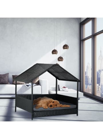 relaxdays Hundeliege in Anthrazit - (B)90 x (H)81 x (T)68 cm
