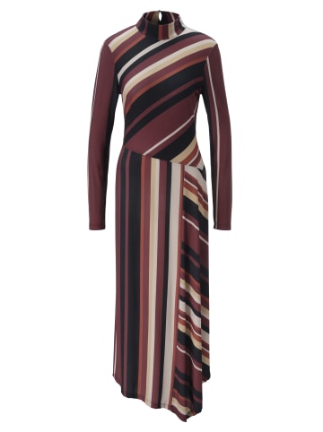 Maxikleid in camel-bordeaux-beige-schwarz-terra