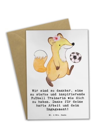 Mr. & Mrs. Panda Beileidskarte Fußball Trainerin Dankbarkeit mit... in Weiß