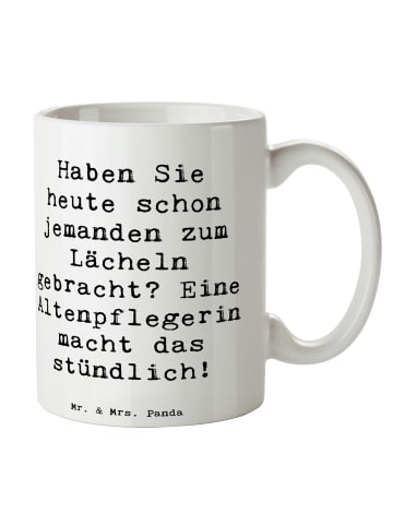 Mr. & Mrs. Panda Tasse Spruch Altenpflegerin Lächeln mit Spruch in Weiß