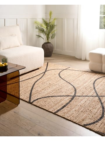 Beliani Kurzflor GHOTA in Beige/Schwarz - (W) 160 x (L) 230 cm