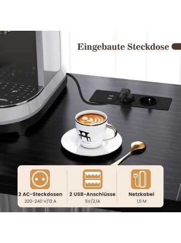 COSTWAY Küchenregal mit Steckdose 80 x 40 x 170 cm in Schwarz