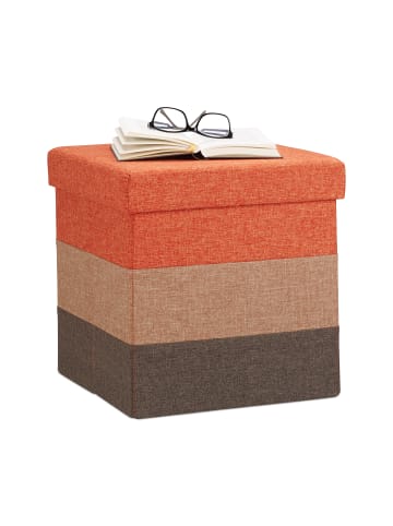 relaxdays Hocker in Orange/Braun - (B)38 x (H)38 x (T)38 cm