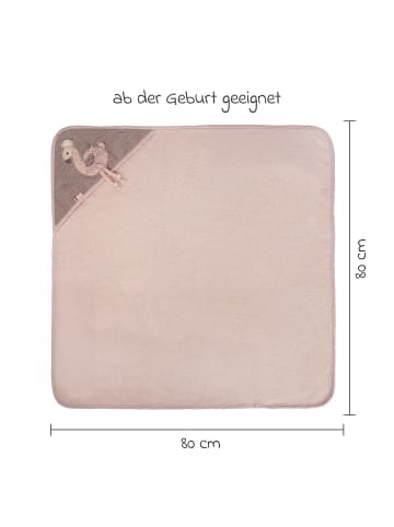 Fehn 2-tlg. Bade-Set - Kapuzenbadetuch & Waschhandschuh in pink