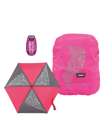 Step by Step 3-teilig, Regenschutz, Regenschirm und Klemmleucht in Pink