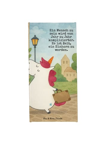 Mr. & Mrs. Panda Saunahandtuch Einhorn Koffer Design mit Spruch in Weiß