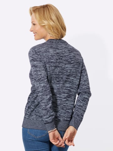 WITT WEIDEN V-Pullover in eisblau-marine-meliert