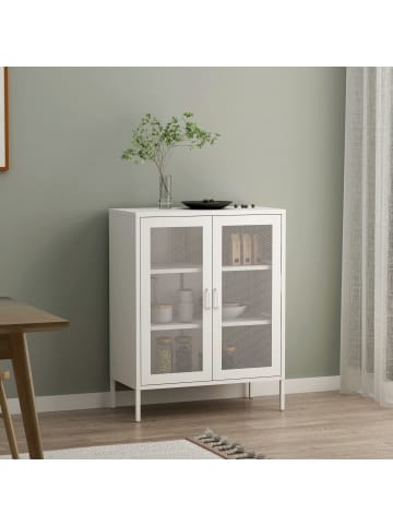 en.casa Sideboard Falköping in Weiß (B)80cm (H)101.5cm (T)40cm (G)21kg